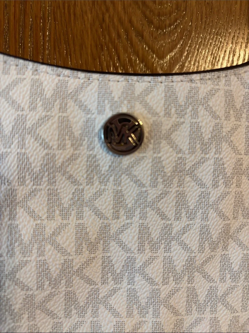 Michael Kors White MK Logo Crossbody with Gray Strap NWT